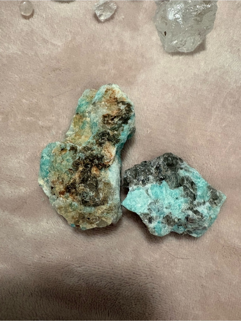 Natural Amazonite Display Stones - Turquoise and Brown